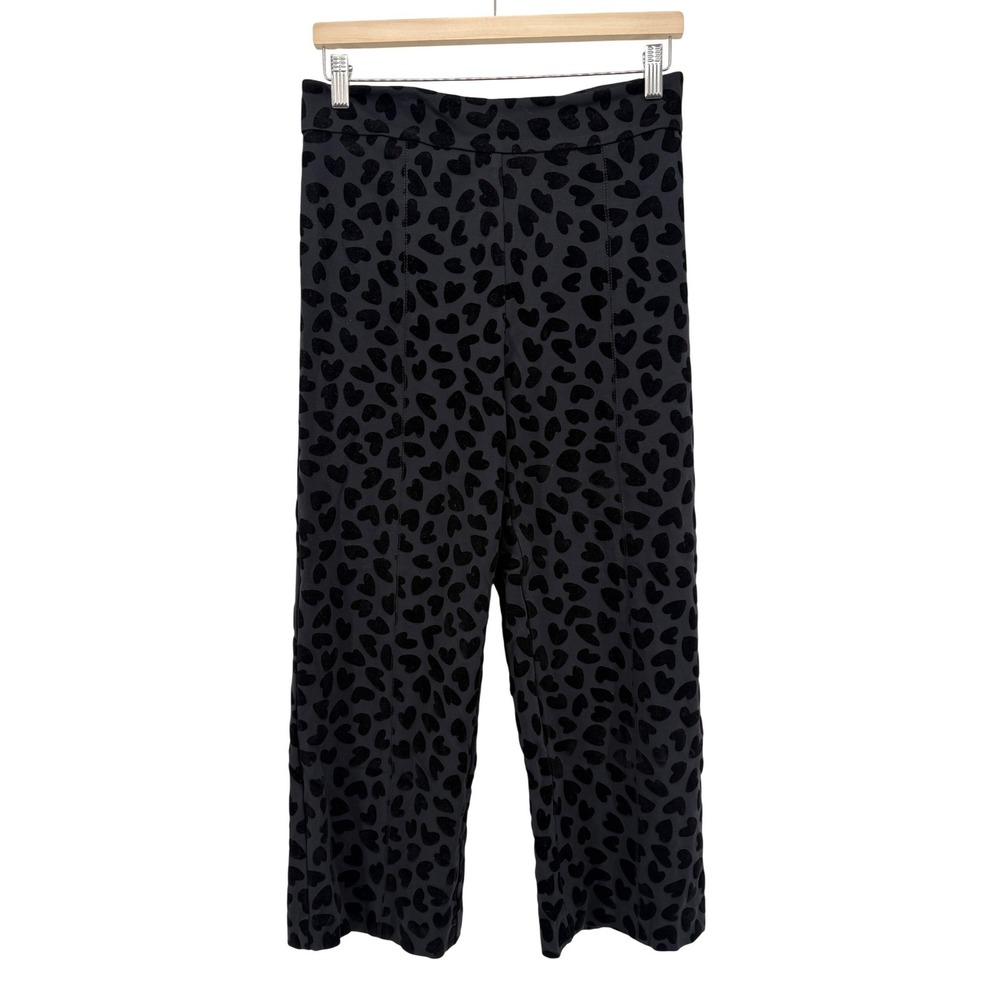 Ann Taylor Womens Flocked Heart Ankle‎ Pants Size 6 Black Casual